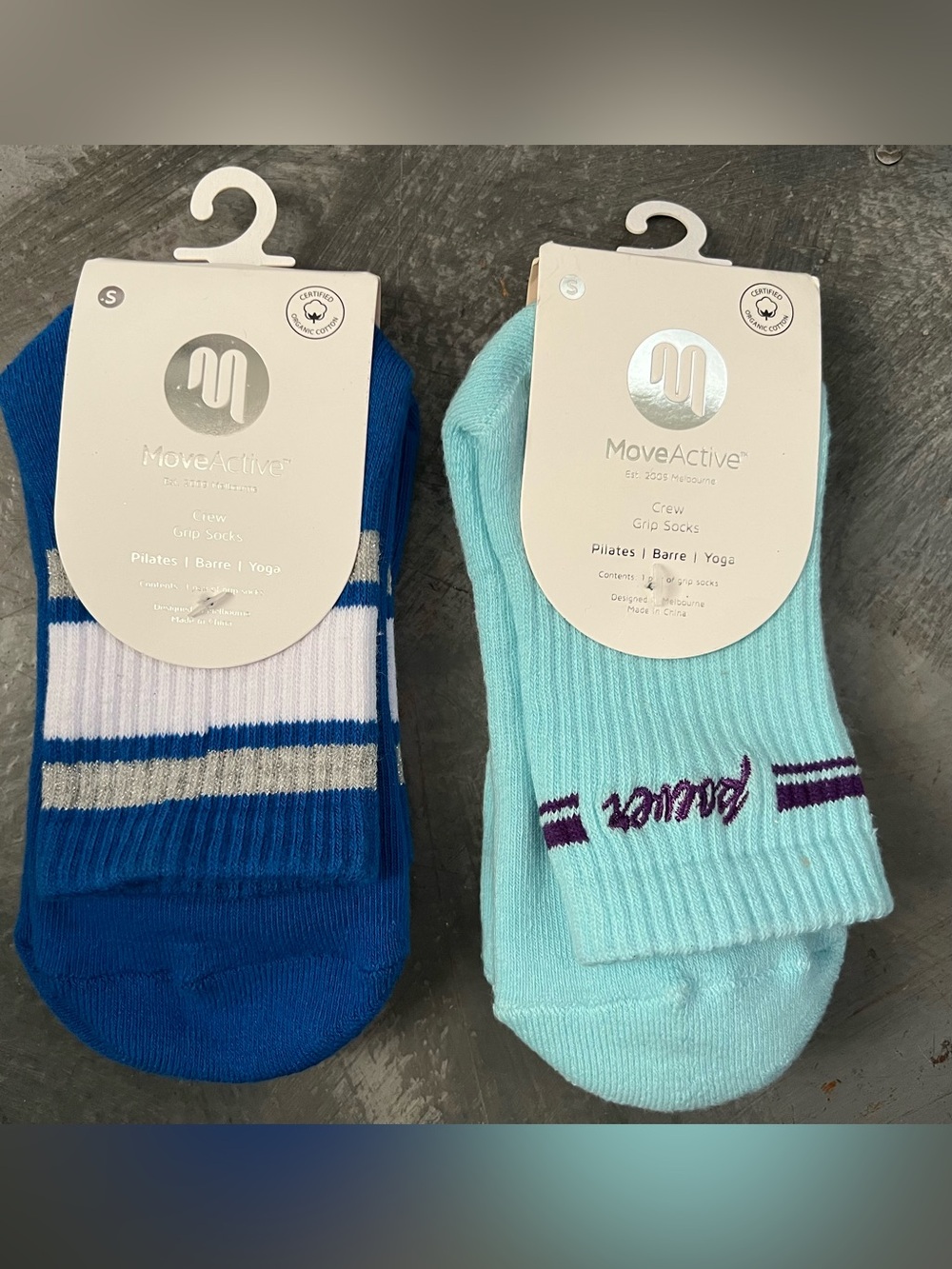 Active Crew Grip Socks — Blue & Light Teal- 2 pairs